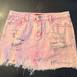 Signature8 Pink Distressed Jean Skirt